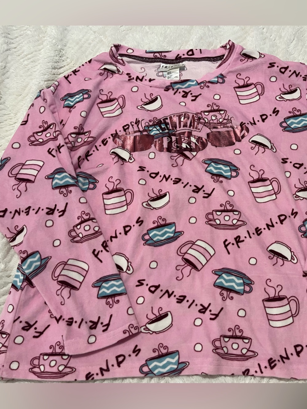 Pink 'Friends' Pattern Kids Pajama Top